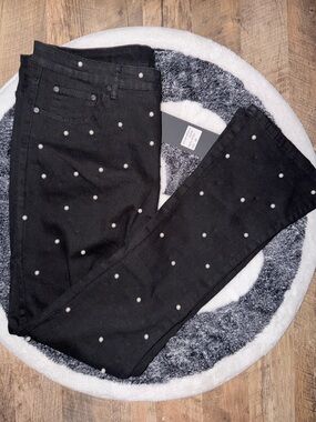 Supply Denim Black Pearl Studded Flared Jeans